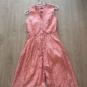 Sleeveless Pink Floral Button-Up Jumpsuit